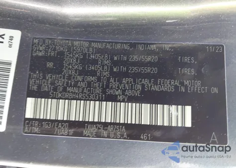 2024 Toyota Highlander Xse z USA, uszkodzony, nr VIN 5TDKDRBH4RS530311